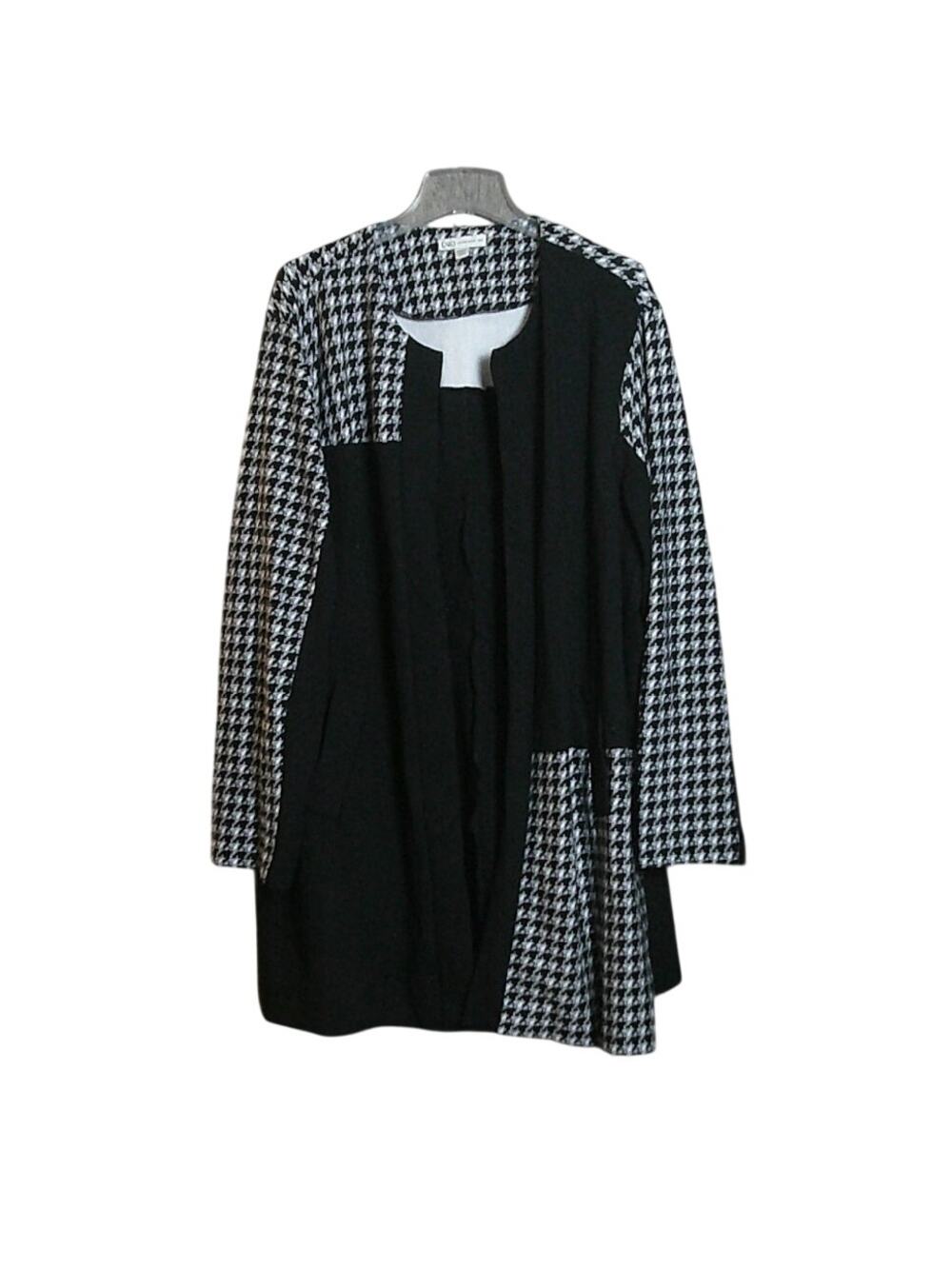Cato Est. 1941 Women 26/28 4x Black/ White Houndstooth Open Front Stretch Jacket
